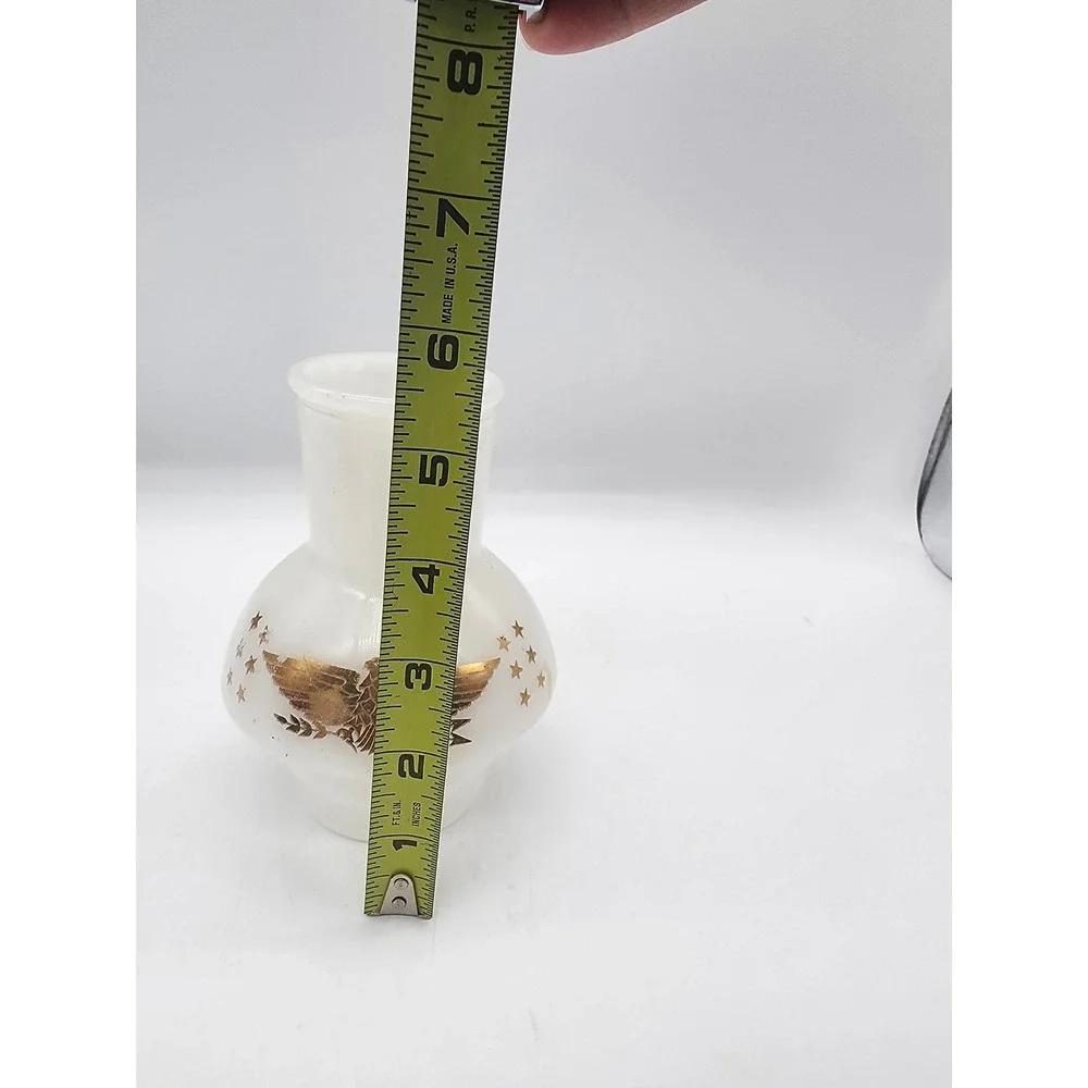 Vintage McKee Glasbake Hottle Milk Glass Coffee Carafe Gold Eagle Stars